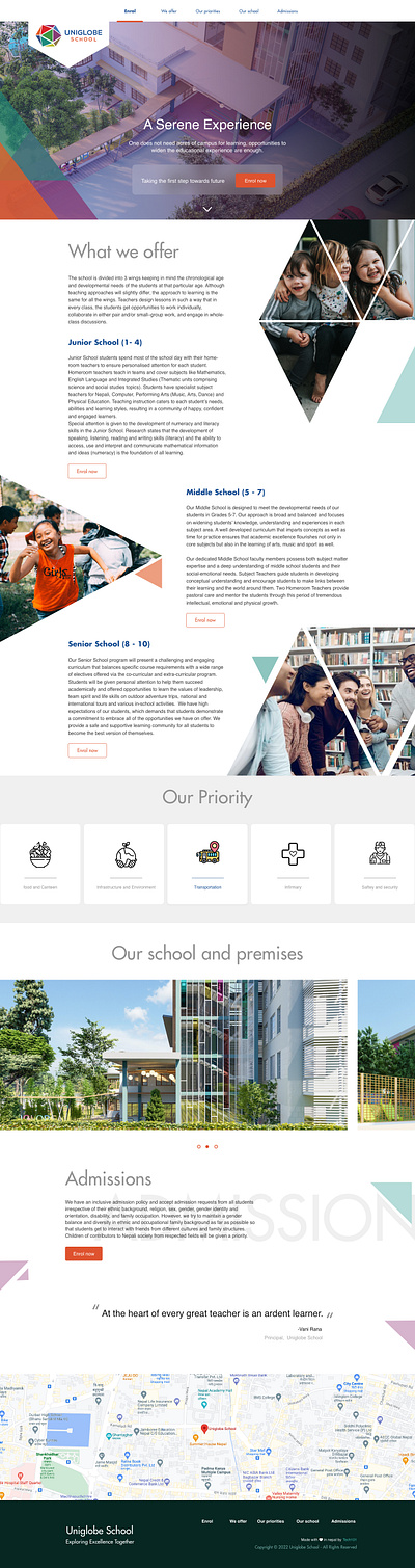 School Landing page design branding design graphic design landing page nepal origami school uiux webpage design