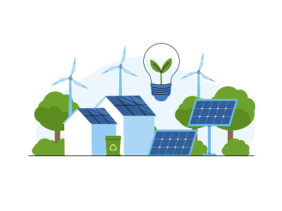 Green energy concept concept design ecology electric energy environment flat green illustration power recycling renewable sun vector wind