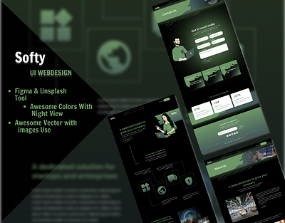 "Softy" - Company info UI Design figma template ui vector website