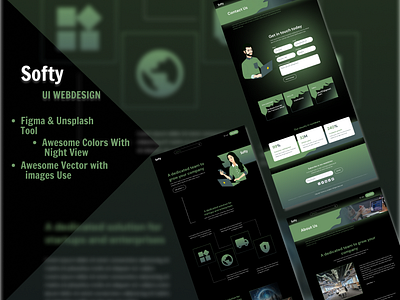 "Softy" - Company info UI Design figma template ui vector website