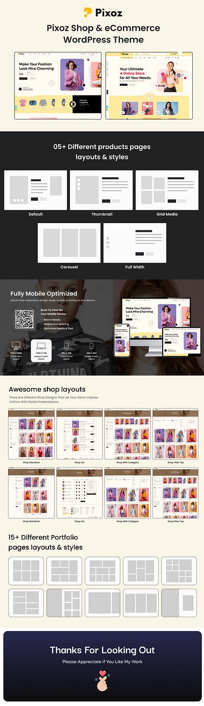 Pixoz - Fashion Shop & eCommerce WordPress Theme 3d animation branding creative design e commerce graphic design illustration logo motion graphics product design social media post template ui uiux web design website woo commerce wordpress wordpress theme