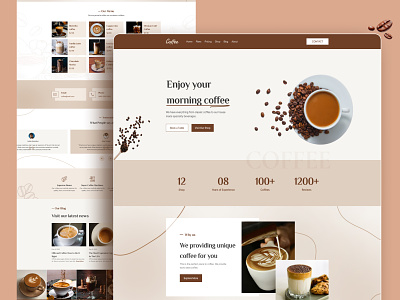 Coffee Online Shop Web Page☕☕︎ branding caffe shop cappuccino coffee coffee coffee bean coffeeholic coffeeshop cold coffee graphic design landing page logo morningcoffee natural coffee rosted coffee ui uiux web design website website design
