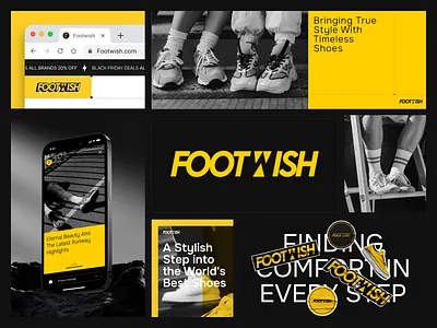 Footwish - Visual Identity brand brand guidelines brand identity branding company design fashion fashion branding logo logo design shoes shoes branding visual identity