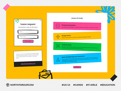 UI elements: IT, form, contact, card, areas, study, education education elements ui