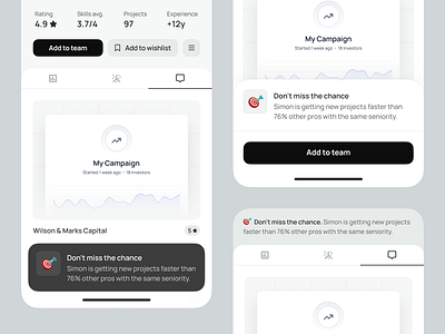 AI Talents Mobile App - GenAI-fueled communication 🧠 ai ai design alert app bottom drawer emoji ios message mobile app mobile ui notification portfolio profile saas startup