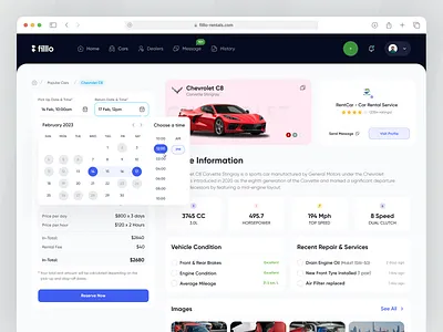 Sports Car Rental - Vehicle Information booking app booking car car rent service car rental car rental platform design dream car filllo racing car rental rental service saas transport ui uiux vehicle web design