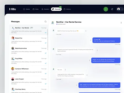 Sports Car Rental Platform - Cars listing application ui automobile car rental design design inspiration filllo message ui messaging racing car rental app rental platform rental service saas ui uiux vehicle web design webapp