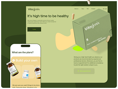 Vitogenix - Monthly Supplement Subscription Service branding creative design graphic health logo main page minimal service subscription supplements ui uiux visual vitamins webdesign wellness