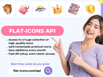 FLAT-ICONS API Your gateway to high-quality icons 3d branding design graphic design icons illustration