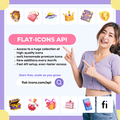 FLAT-ICONS API Your gateway to high-quality icons 3d branding design graphic design icons illustration