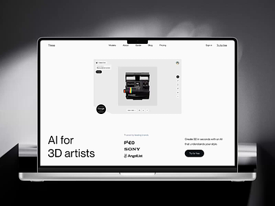 AI for 3D Artist - Landing Page 3d ai animation design product landing page minimal pixelatestudio saas swiss style ui design website
