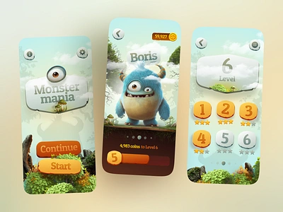 Monster Game Mobile App app design game game app game character game design game ui illustration ios kids game mobile app mobile app design mobile design monsters product design ui ux