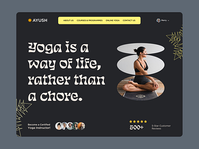 Ayush - Yoga Training Website ai coaching clean exercise fintness platform gym health home page landing page machine learning ui ux webdesign website design workout yoga