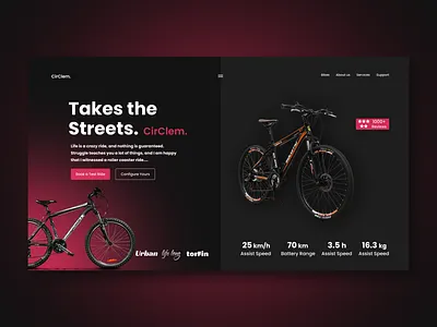 Designing an e-Bike Landing Page UI bike landing bike landing page black branding circlem cycle cycle landing page design graphic design hero section landing page letest bike landing page design new red trending ui ux design web design website design
