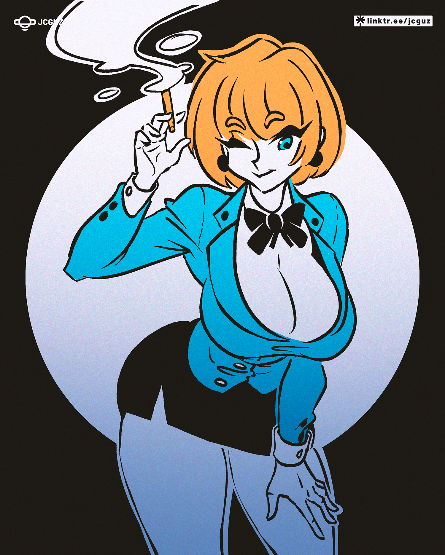 Waitress anime colors design illustration pinup