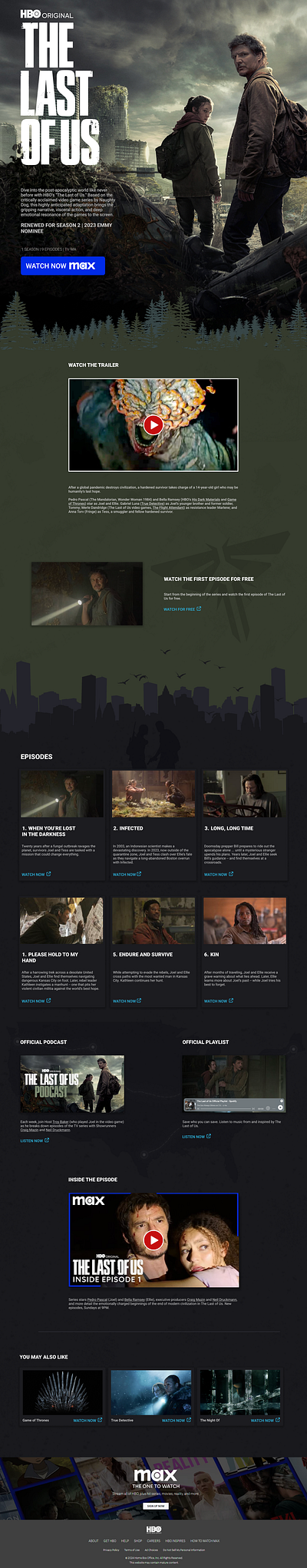 The Last of Us - Immersive Redesign (HBO) branding graphic design hbo hbo max immersive redesign streaming platform the last of us ui ui design ux ux design web design
