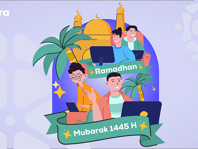 Ramadhan Mubarak 1445 H ilustration design illustration ramadhan ui uidesign uiilustration uiux