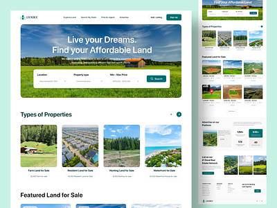 Landee - Land Selling Landing Page clean design home page land land sales landing page property property sale real estate real estate website trending ui ui design uiux user interface web design