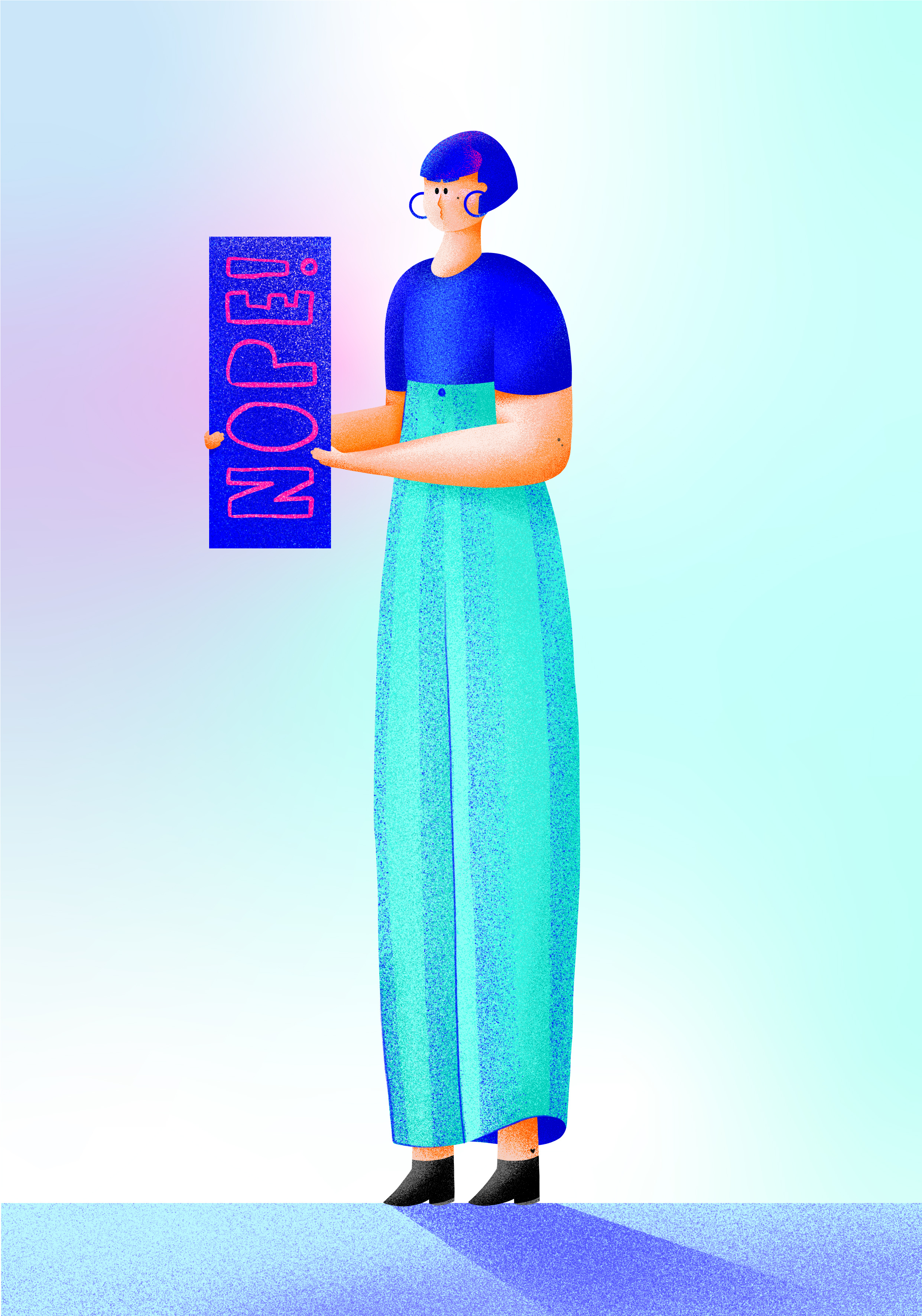 NOPE! adobefresco adobephotoshop girlholdingsign illustration nope womensday womensillustration