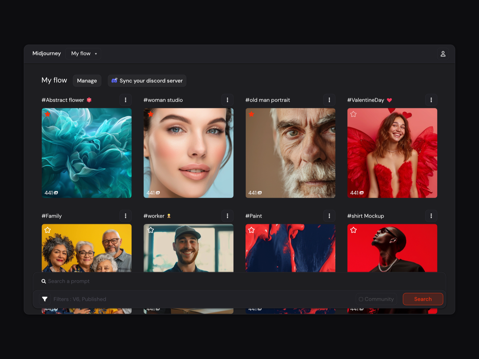 Midjourney concept App - Channel flow ai channel design flow midjourney redesign search ui