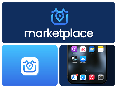 Marketplace app icon, minimal, shop, Location, letter M app creative design icon innovative location logo m market marketplace minimal place shop simple