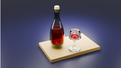 Glass and Bottle Using Blender 3d 3d glass and bottle bottle glass