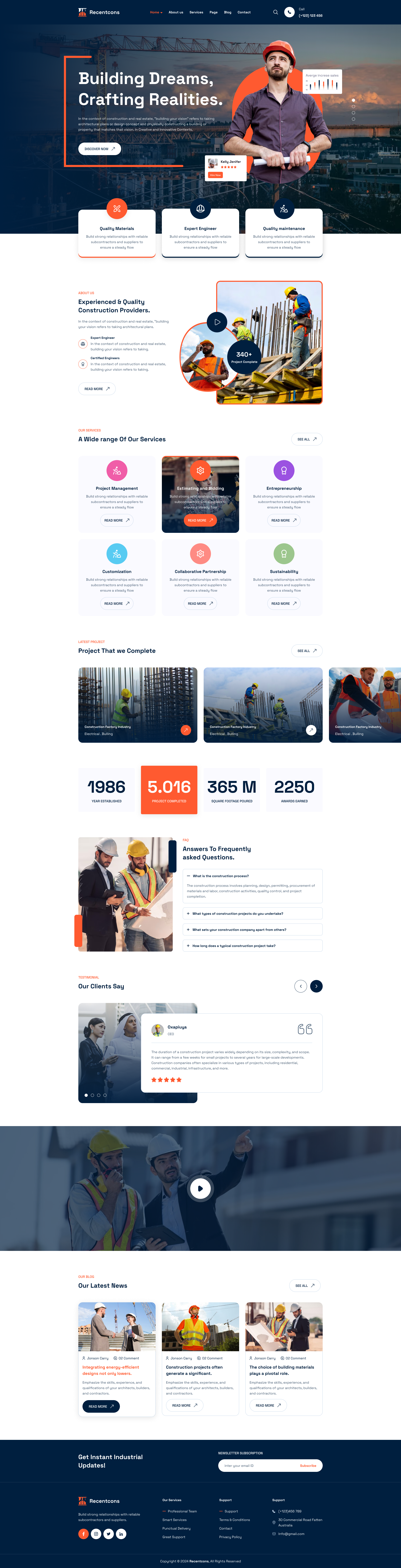 Construction Website 3d animation branding constriction constriction website graphic design logo motion graphics ui website