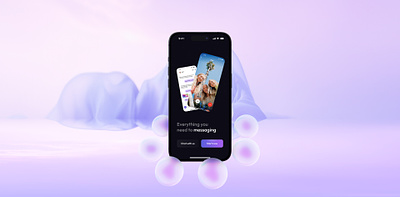 Messenger welcome screen 3d animation design mobile app ui uxui
