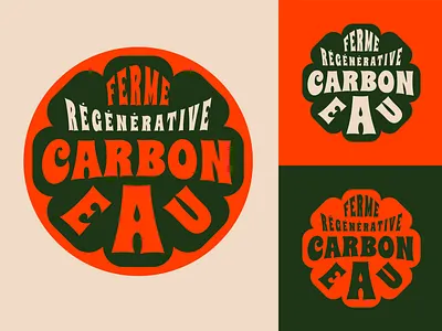 Ferme Carbon Eau - Logo proposal 2 agriculture branding carbon water logo design farm logo french farm graphic design illustration logo logo design logo proposals logotype minimal organic farm regenerative farm stamp logo type design vintage colors