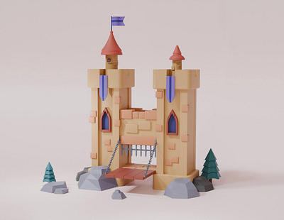 Castle 3d 3d artist 3d graphics 3d modeling 3d render 3d sculpting blender 3d building cartoon castle house low poly tower