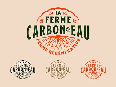 Ferme Carbon Eau - Logo proposal 3 agriculture brand design branding carbon water logo design farm logo french farm graphic design icon logo illustration logo logo design logo proposals logotype minimal organic farm regenerative farm stamp logo type design vintage colors