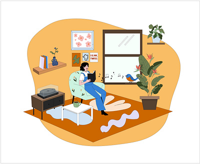 Roommate adobe illustrator buisness illustration illustration read book rental roommate woman