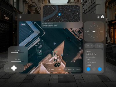 SkySight: Intuitive Drone Filming for Apple Vision Pro 3d animation app apple apple vision pro ar branding camera app design dji drone graphic design illustration ios iphone ui view vision os vr web3