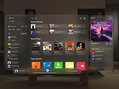 Spotify Screen in Vision Pro apple apple vision pro design screen spotify ui ui ux vision os vision pro visual vr webapp