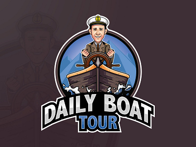 Daily Boat Tour Mascot Logo boat tour mascot caricature cartoon character character design graphic design illustration logo mascot logo modern vector