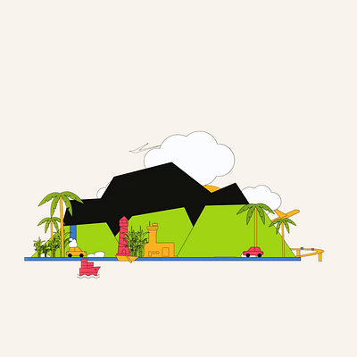 Réunion Island 2d animation 3d ae after effect animation branding design graphic design illustration logo motion motion graphics ui
