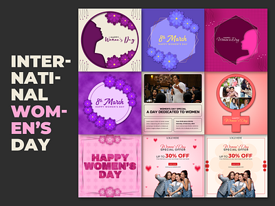 Women's Day Social Media Post Templates 8 march advertising design graphic design instagram post international womens day social media social media banner social media design social media post social media post design women month womens day