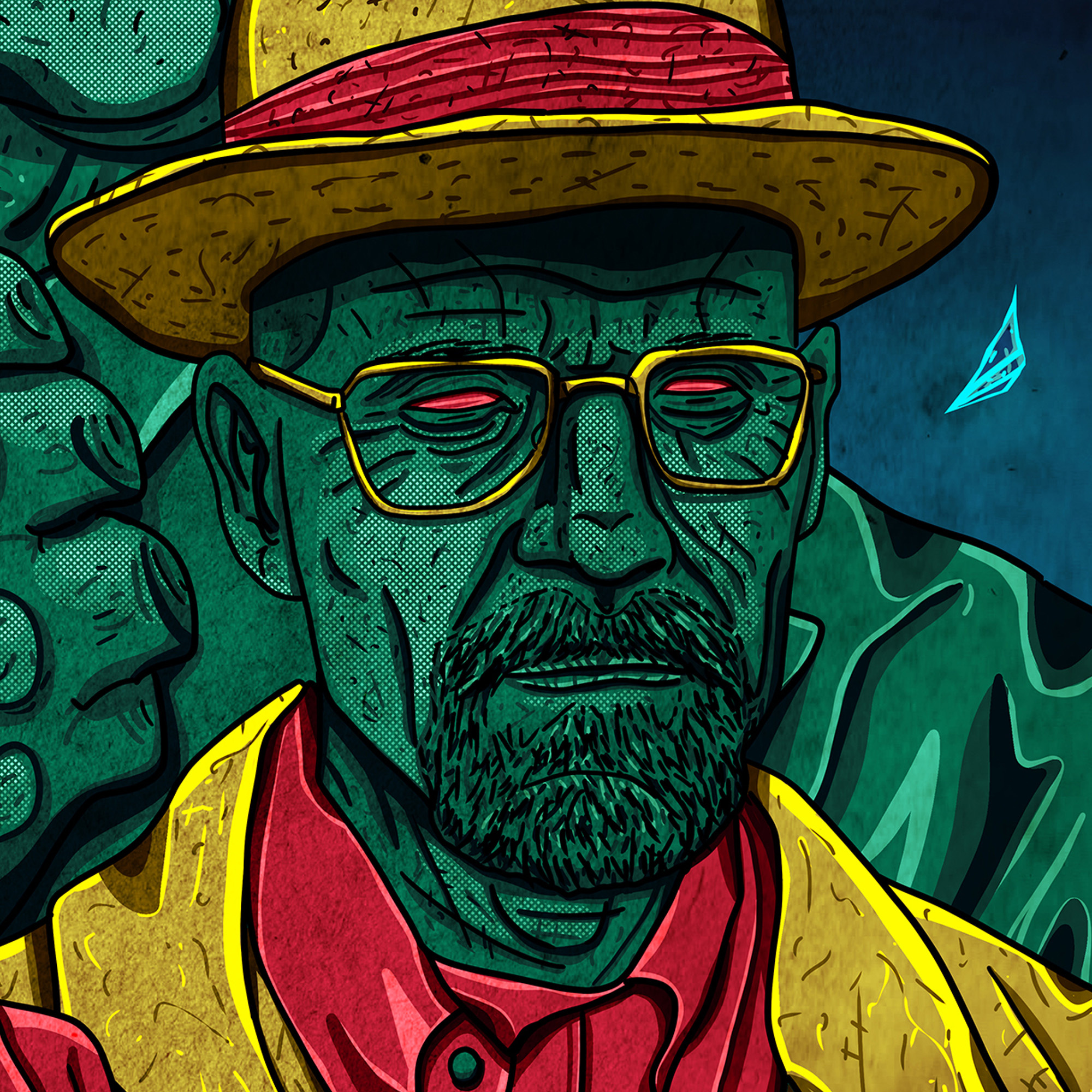 Breaking Bad Illustration breaking bad digital art drawing graphic design gus fring hbo heisenberg illustration meta pinkman poster design series streaming t shirt design tv walter white