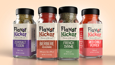 Flavor Kicker spices chili jar labeldesign labeldesigner packaging packagingdesign spicelabel spices