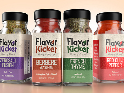 Flavor Kicker spices chili jar labeldesign labeldesigner packaging packagingdesign spicelabel spices