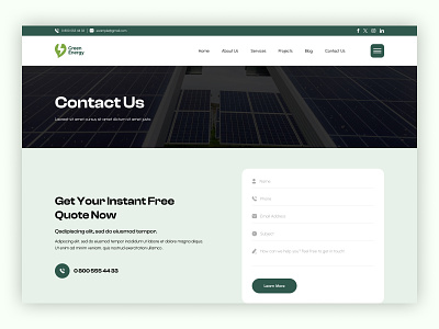 Solar Contact Us Page UI Design business contact page design contact us page design get in touch page graphic design landing page page layout solar solar energy solar power ui ui design ui ux web ui webpage website page