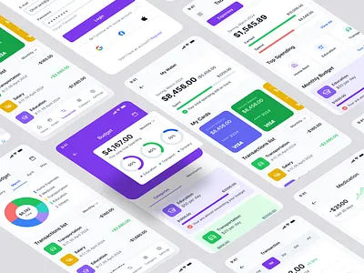 Budget Planner Mobile App in DroitUI app design app ui kit droit ui ios app design mobile mobile app mobile app design mobile ui kit ui ui design uiux ux ux design