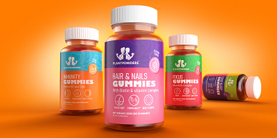 Plant Powders Gummies abobephotoshop adobeillustrator bottledesign bottlemockup gummies jar jarmockup label labeldesign labeldesigner packaging packagingdesigner supplement supplmenetbottle