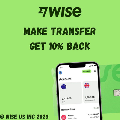 Wise Make transfer get 10% Back 3d airdrop animation branding crypto graphic design logo money motion graphics nft transfer transfermoney transferwise ui wise wisetransfer