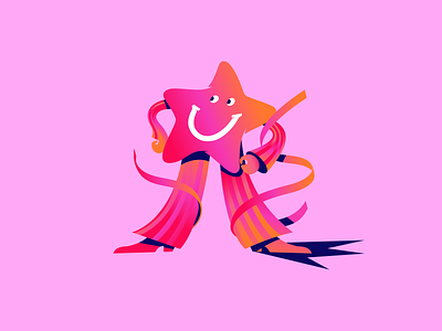 Fun pink star character flat friendly illustration star vector