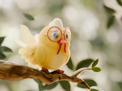 Teco bird character character design forest isometric lowpoly tree yellow