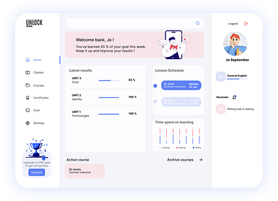 UNLOCK SCHOOL 🎓 🌍 Learning Platform dashboard learn learning platform ui design ux design