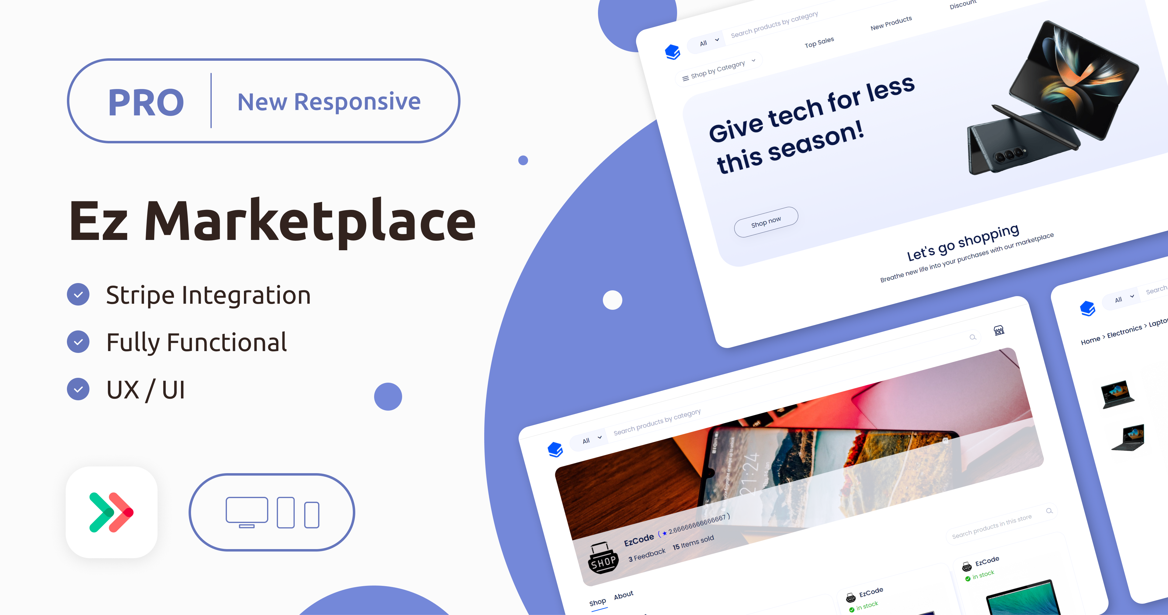 Ez Marketplace Pro - Shop NoCode Web Template bubble.io dashboard design eazycode marketplace nocode nocode solution nocode template shop ui web developmetn web template