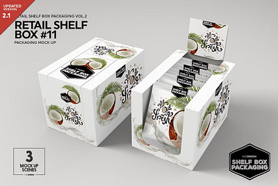 Retail Shelf Box 11 Packaging Mockup box packaging chocolate display foil fruit grocery jellies mock up nuts packs perforated pouches protein bar retail retail ready shelf ready supermarket