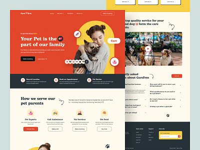 PetCare Website Landing Page animal care design fancy heading health home homepage illustration landing modern pet food pet store petcare ui ux web design